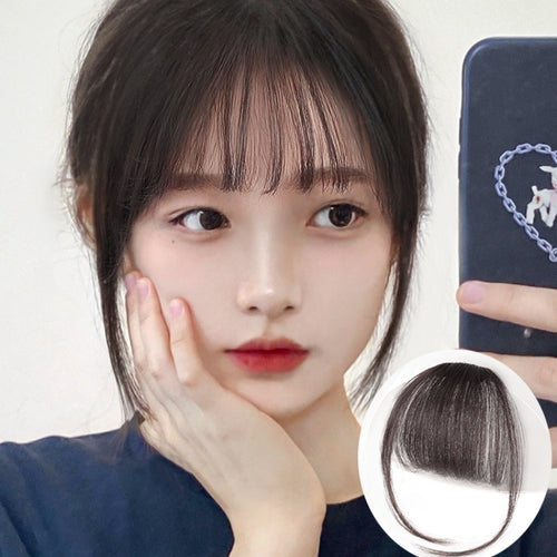3d Fake Bangs Natural Forehead French Seamless Wig Piece in Black
