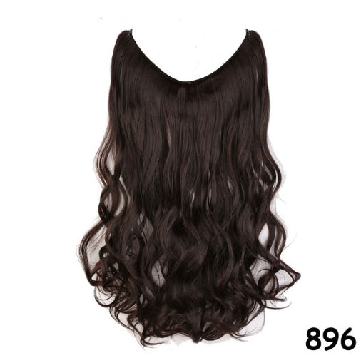 S-noilite 20 Inches Invisible Wire No Clips in Hair Extensions Secret Fish Line Hairpieces Silky Straight Synthetic in 430