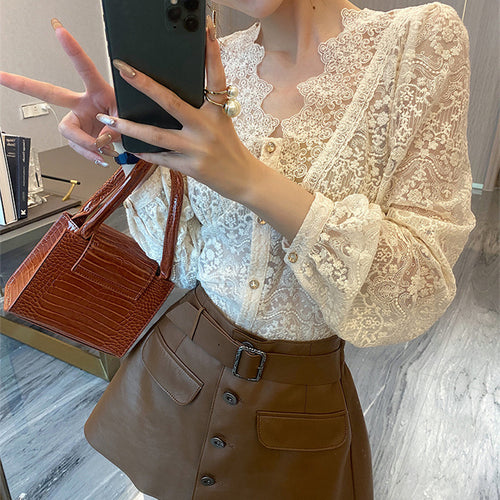 Blouses Women Classy Temperament Elegant Korean Fashion Clothing in White