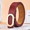 Simple and Versatile Oval Alloy Buckle Ladies Belt in White