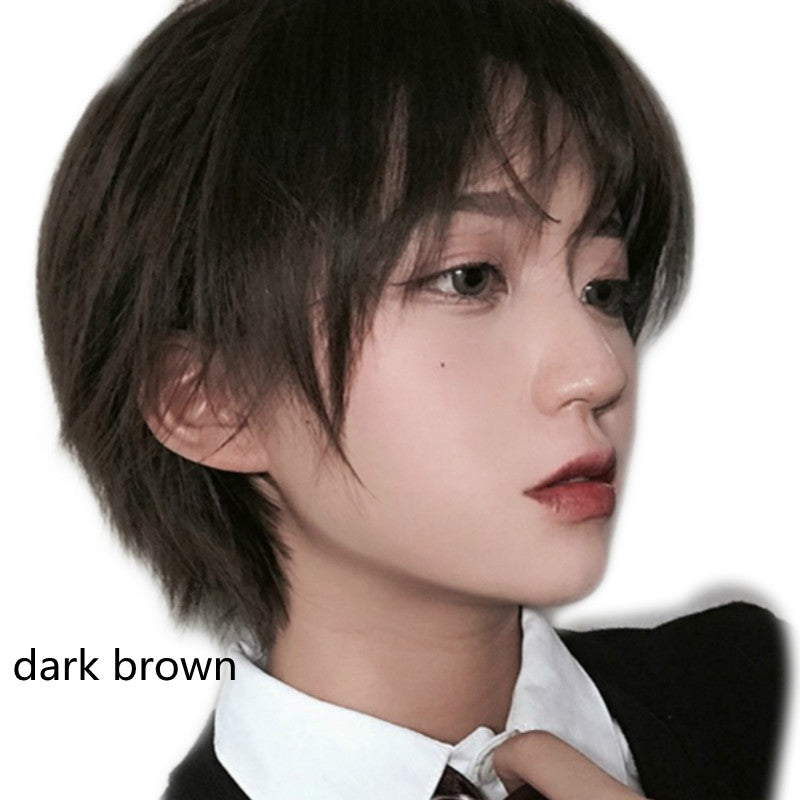 Wigs for Men and Women with Short Hair Bangs in Light pink