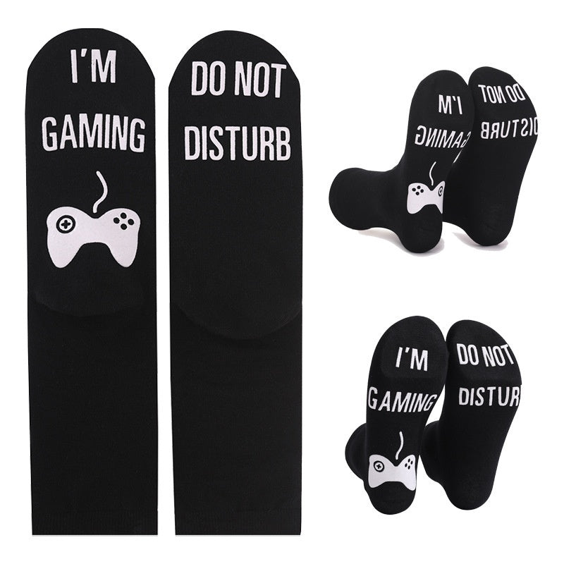 Men's Socks Pure Cotton Letter Printing Dispensing Tube in Luminous Tube Socks