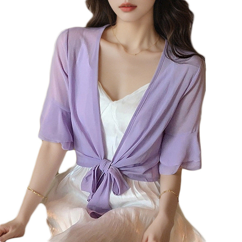 Sun Protection Clothing for Women Thin Coat in White Separate Top
