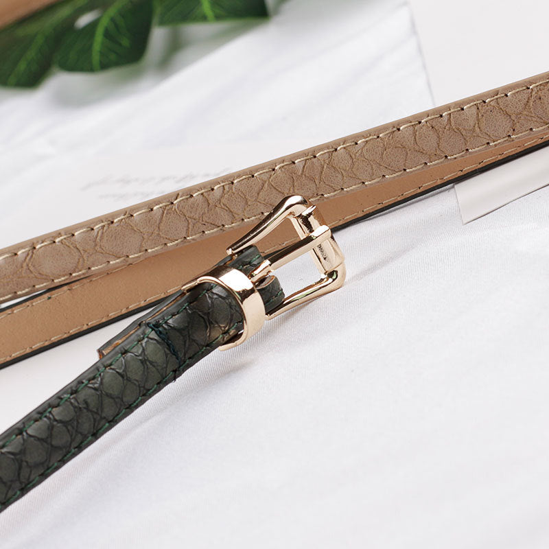 Women's New Fashion All-match Snake Pattern Pin Buckle Belt in Pink
