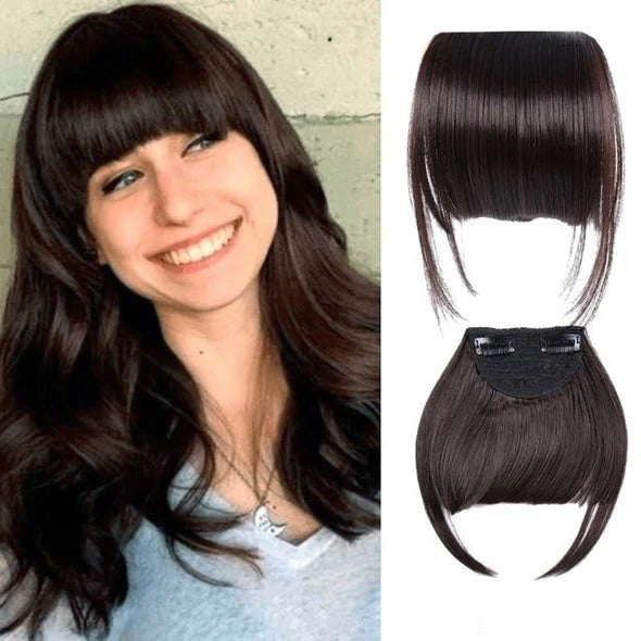 Wig Female Air Bangs Sideburns Qi in DARK BROWN