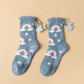 Winter Thick Women's Socks Japanese Sweet Girl Coral Fleece in Beige Asteroid 2PC