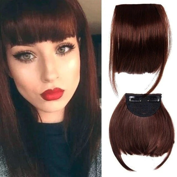 Wig Female Air Bangs Sideburns Qi in AUBURN BROWN