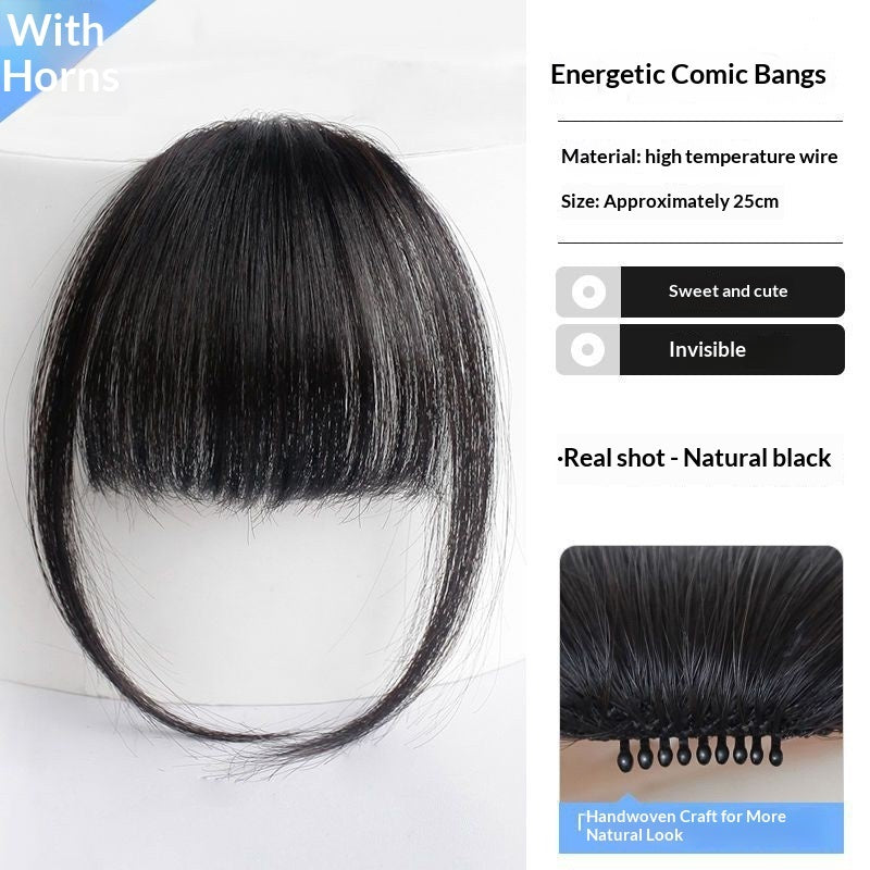 Real Hair Bangs Wig Set Clip-in Bang Women's Natural Light