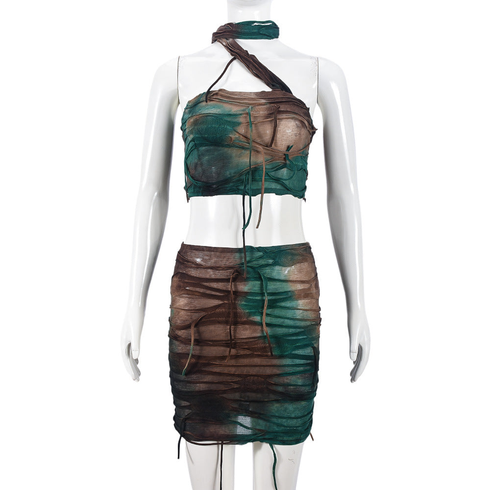 Ripped Tassel Two-piece Set Sexy Women Clothing