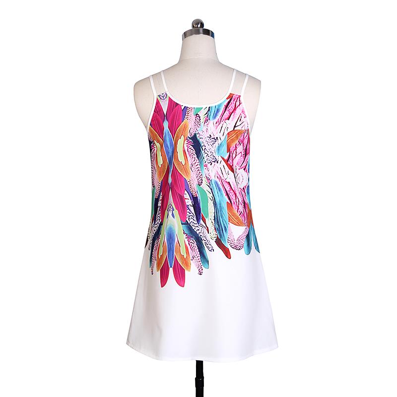 Women Fashion Boho Style Sexy Printed Plus Size Clothing Casual Summer Beach Femme Robe Vestidos Dress in White