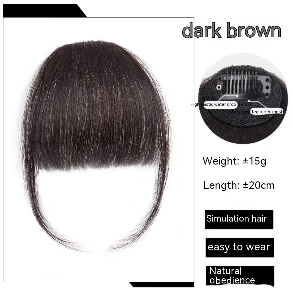 Natural Forehead Artificial Hair Straight Bangs Wig Set Seamless Invisible