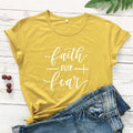 Faith Over Fear Christian T-shirt Religion Clothing for Women Shirt in Gray