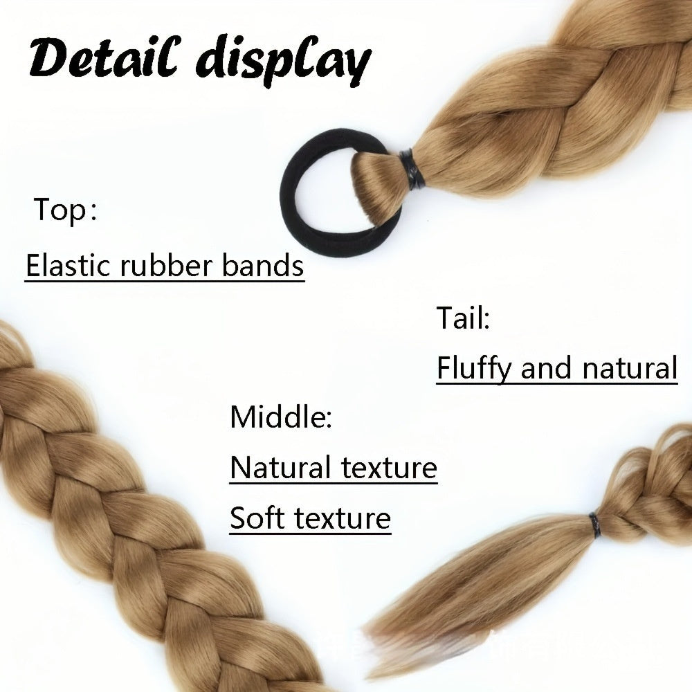 Wig Ponytail 24-inch Fishbone Plaits Headdress Twist High-temperature Fiber Hair in Style 4
