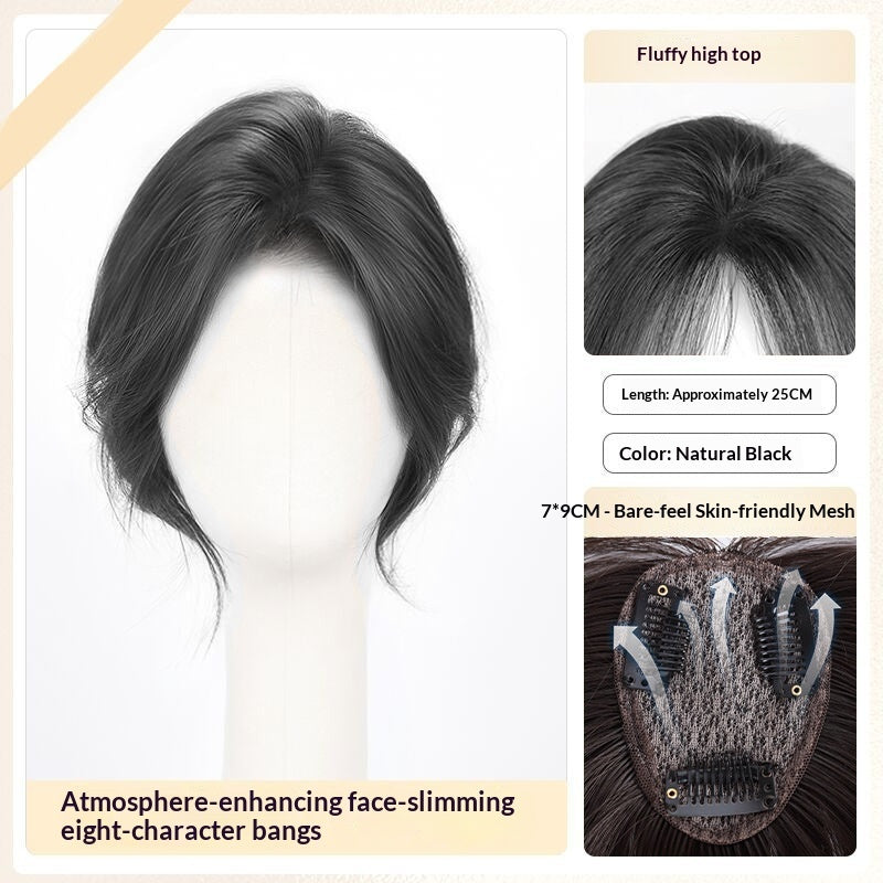 Lightweight Volumizing Faux Bangs and Hairpiece for a Fuller Look in Middle parted light brown