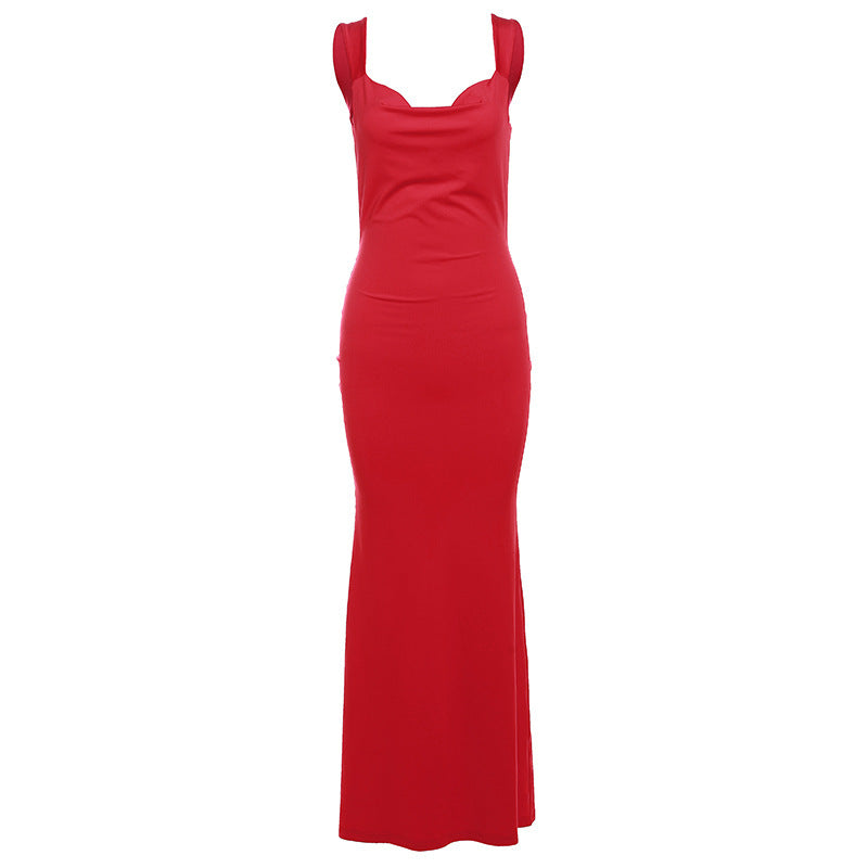 Spring New Women's Clothing Fashion Suspenders Sexy Backless Bow Slim Sheath Dress Women in Pink