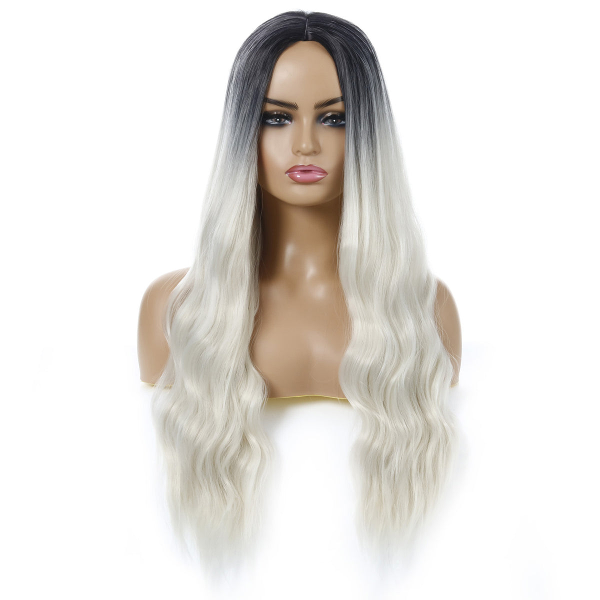 Female Wigs, Wavy Curly Hair, Ladies Wig Head in Beige