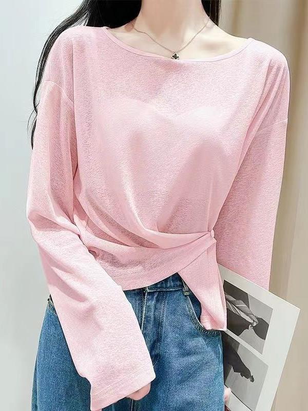 Irregular Summer Loose Thin Sun Protection Clothing for Women in Light Blue