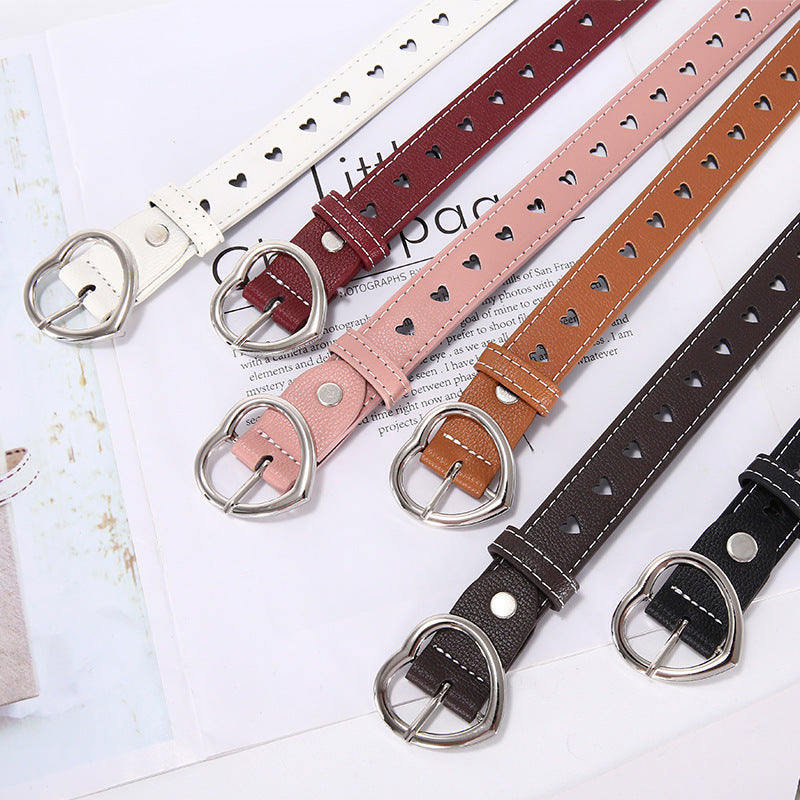 Simple and Versatile Girls' Leather Belt in Black