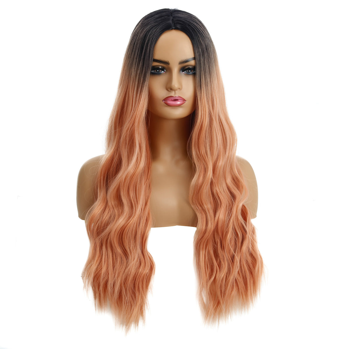 Female Wigs, Wavy Curly Hair, Ladies Wig Head in Orange