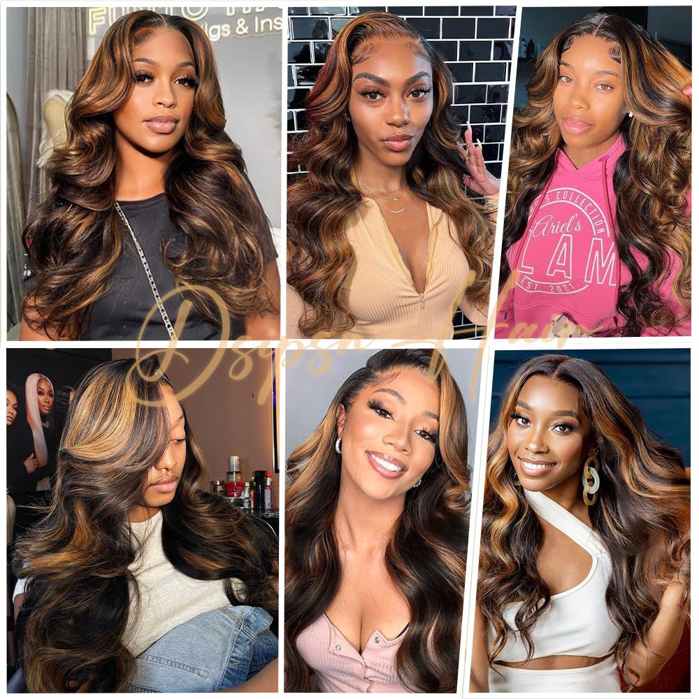 New Wig Ladies Front Lace Synthetic Wigs Brown Medium Long Curly Hair Big Wave in 26 Inches