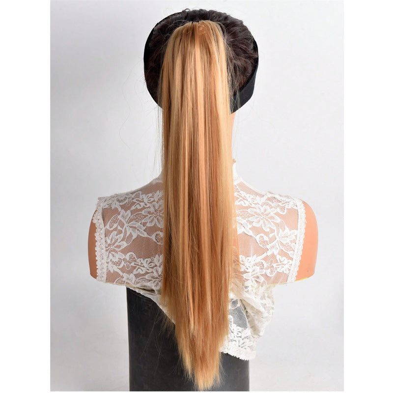 Women's Long Straight Ponytail Wig with Clip-in Medium-length in Dark Brown