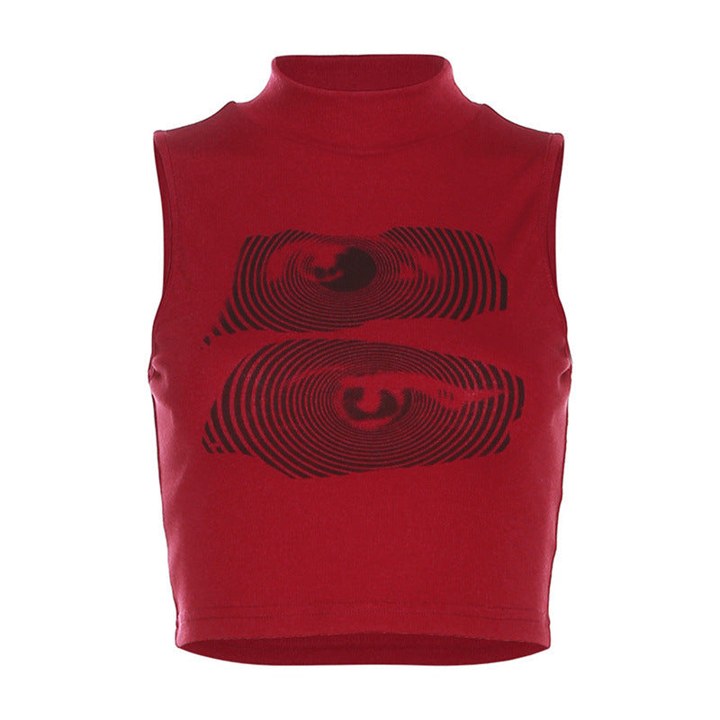 Summer New Women's Clothing Street Letters Printed Cropped Tank Top Women in Red