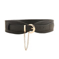 Vintage Women's Belt Black High-grade Metal Chain Pin Buckle Dress Shirt Simple Restraint Waist Wide Seal