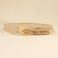 Summer New Ladies Belt Pp Grass Gold Hand-woven with Irregular Metal Buckle Waist Seal in Gold