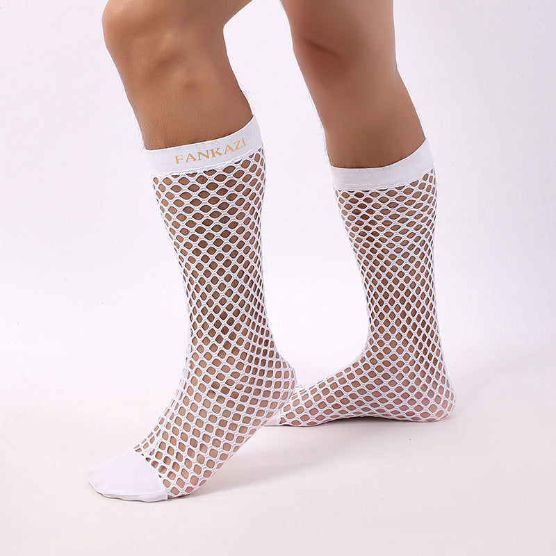 Hollow Mesh Men's Socks Japanese Fishnet in Black
