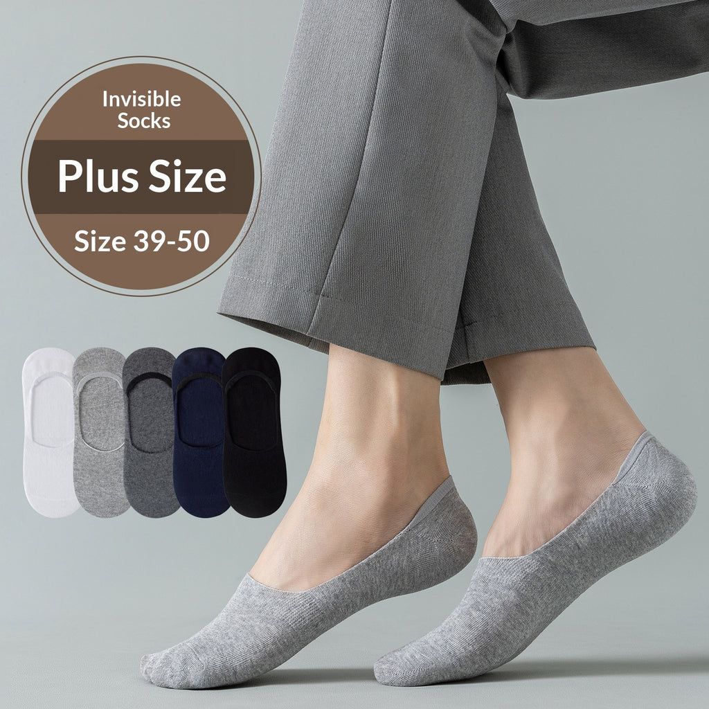 Men's Extra-large Low-cut Invisible Socks, Short Boat in Black