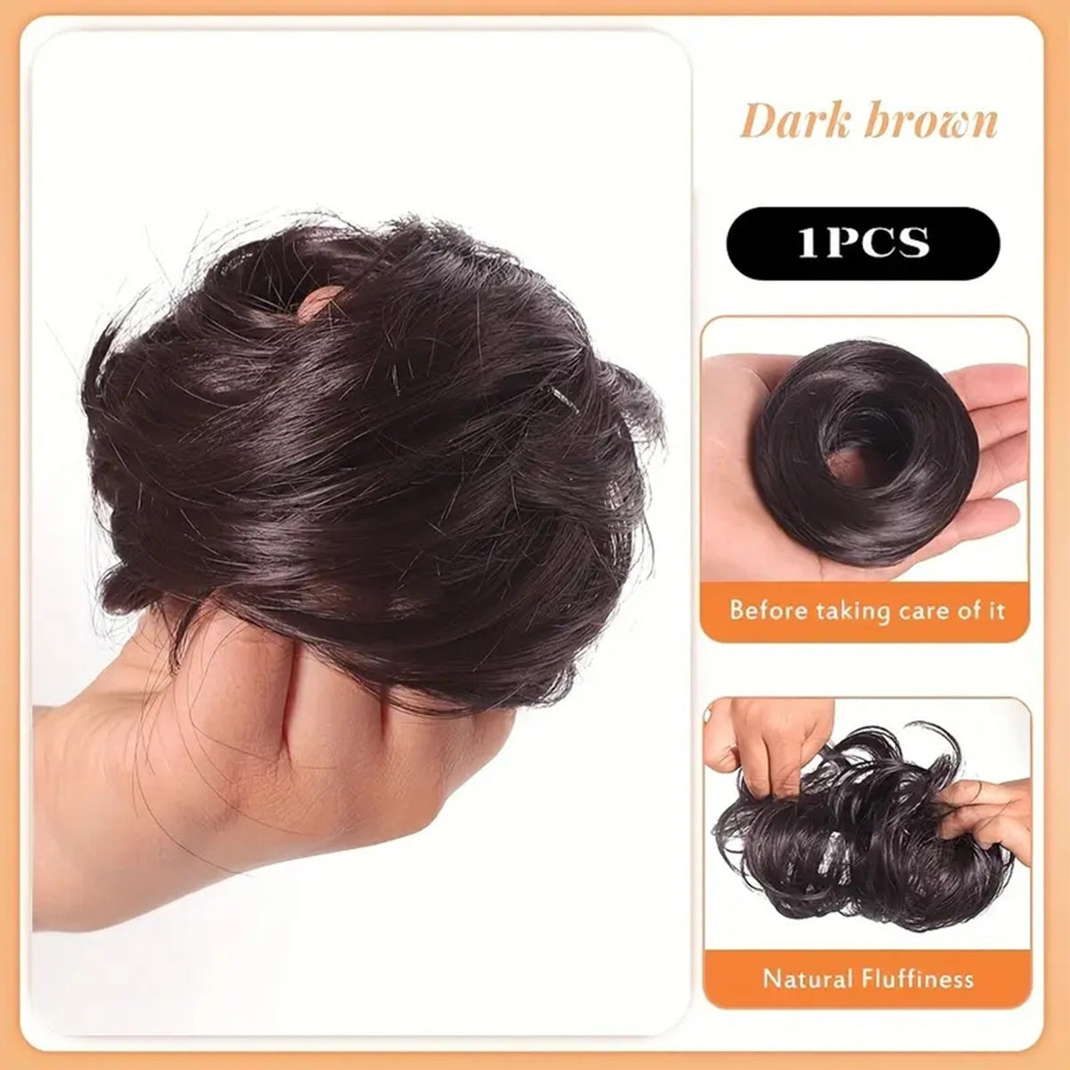 Female Hair Loop Simulation with Fluffy Wig and Rubber Band in 18H613