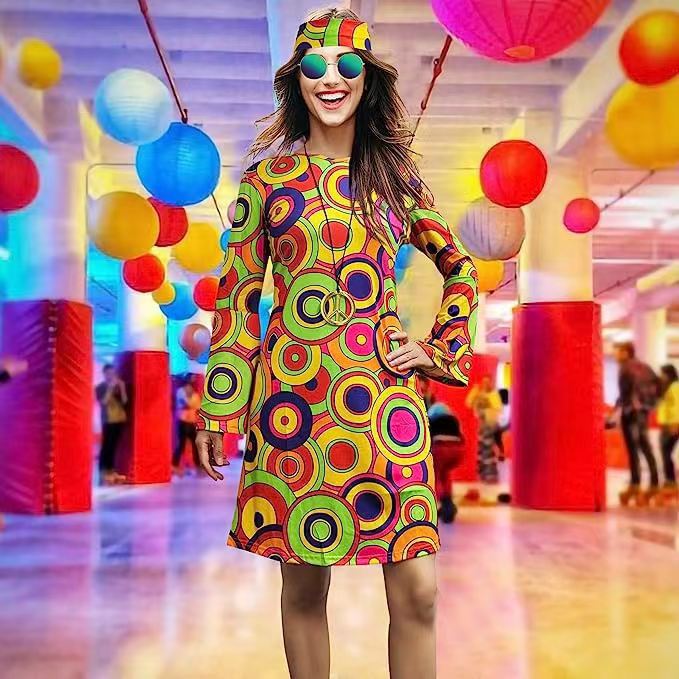 Vintage Hippie Clothing Print Women Dress in Vintage Skirt 2