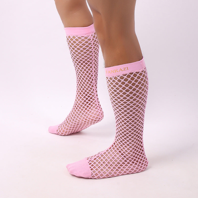 Hollow Mesh Men's Socks Japanese Fishnet in White
