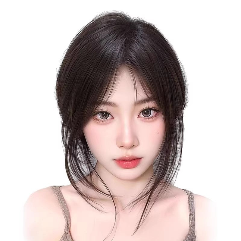 Lightweight Volumizing Faux Bangs and Hairpiece for a Fuller Look in Middle parted natural black
