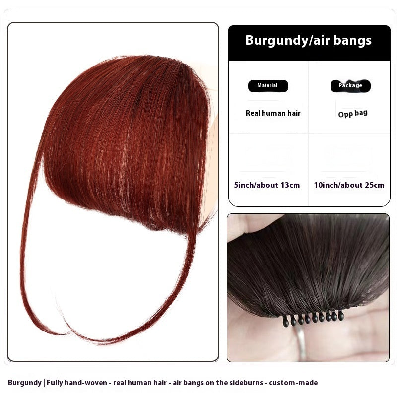 Women's Air Natural Forehead Invisible Seamless Hair-free Seam Full Real Bangs Wig Set in Air 613