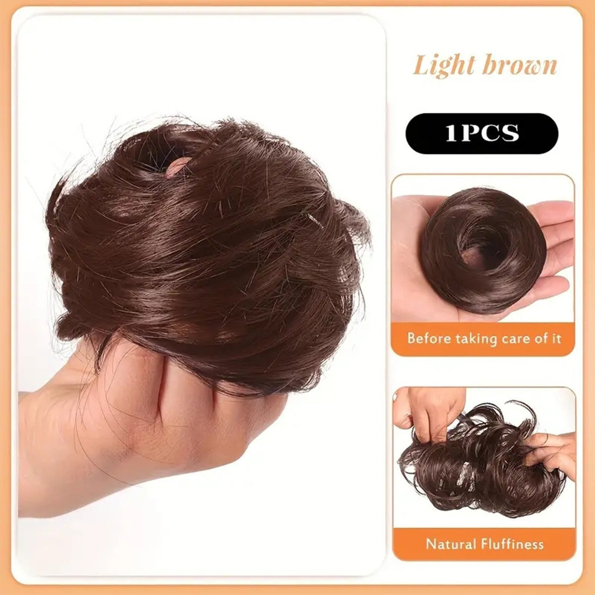 Female Hair Loop Simulation with Fluffy Wig and Rubber Band in 12H613