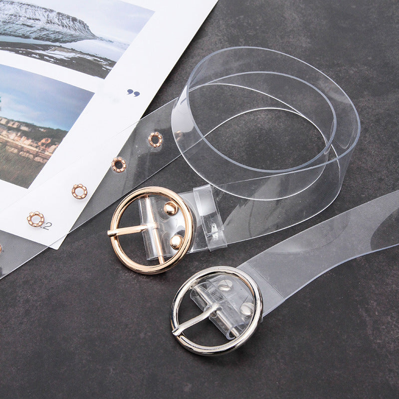 Transparent Pin Buckle Belt in Heart Shaped Gold 04
