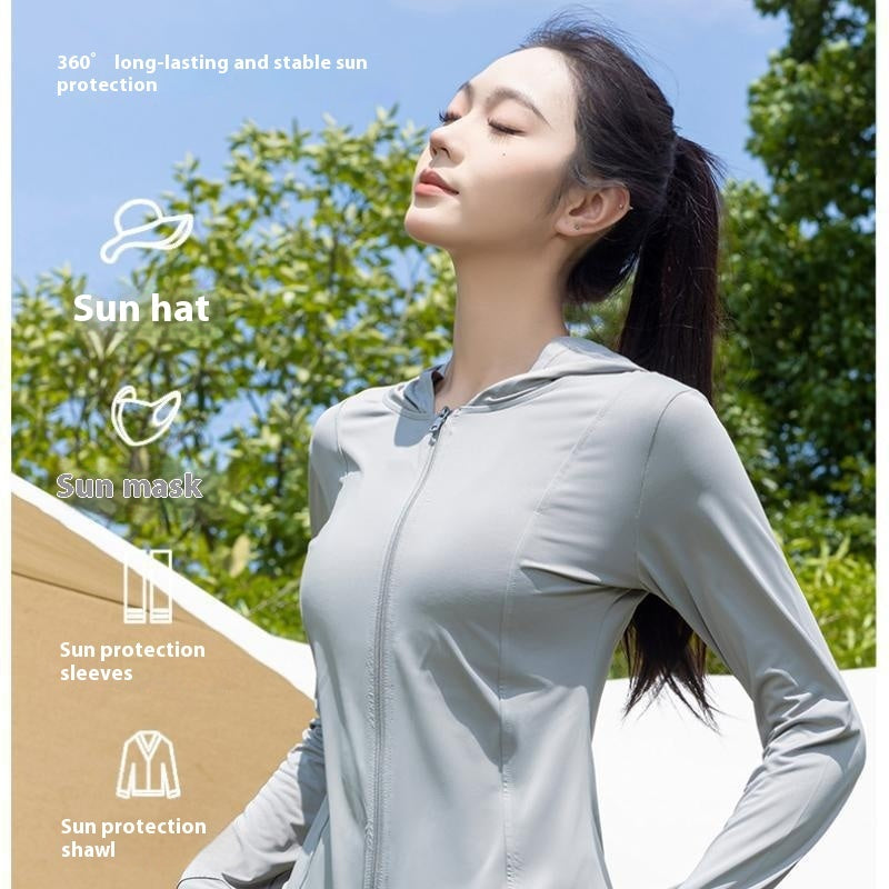 Sun Protection Clothing For Women Ice Silk Thin in Elegant White