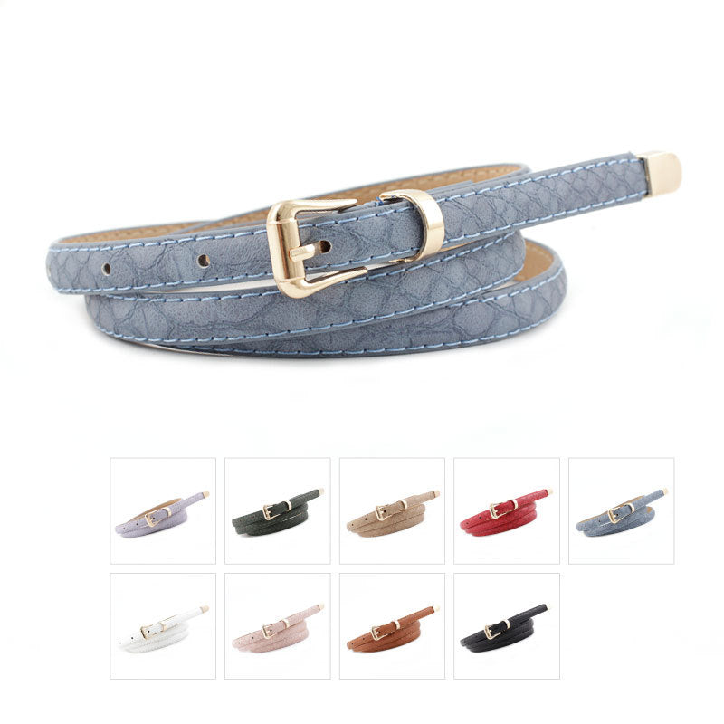 Women's New Fashion All-match Snake Pattern Pin Buckle Belt in White