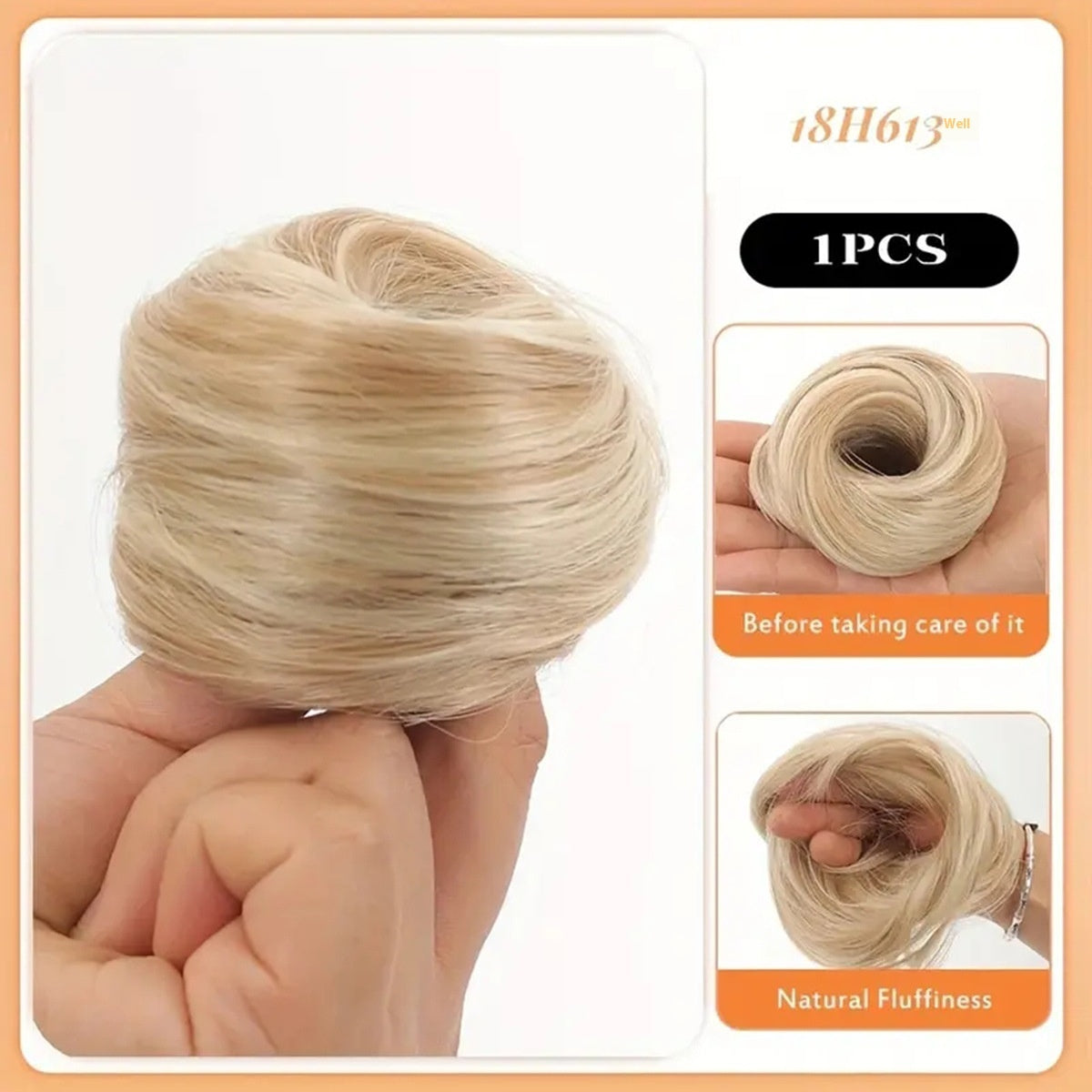 Female Hair Loop Simulation with Fluffy Wig and Rubber Band in 613style
