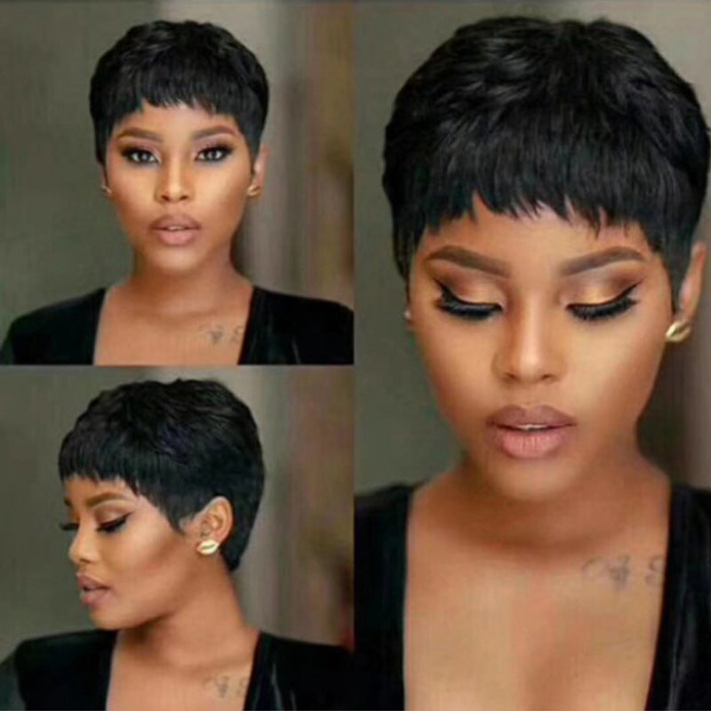 Short Hair Female African Black Mechanism Headgear in Black