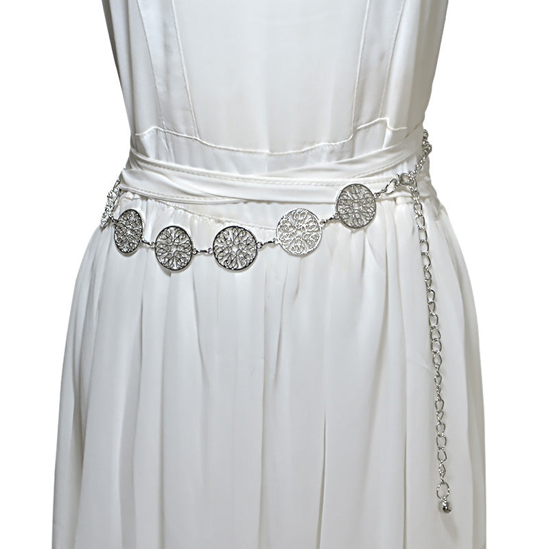 Ladies Decoration Belly Dance Metallic Belt in Silver