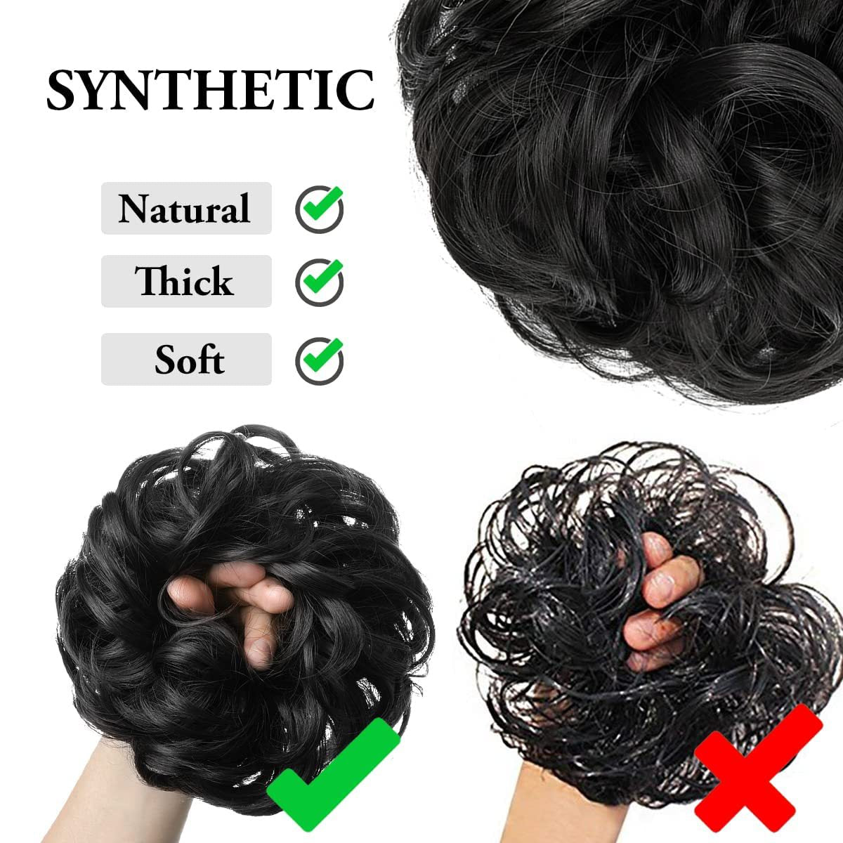 High-temperature Silk Hair Tie Women's Bun Elastic Hairband Voluminous Natural Curls in 2 Style