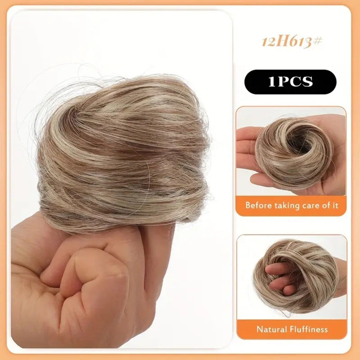 Female Hair Loop Simulation with Fluffy Wig and Rubber Band in 86H10