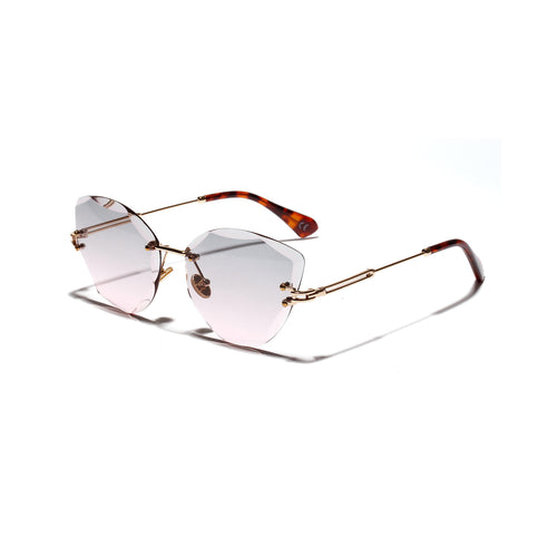 Cat Eye Retro Sunglasses Women Diamond Cut Glasses in Pink
