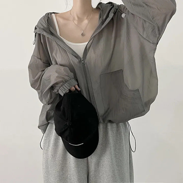 Sun Protection Clothing for Women Summer Spring Thin Breathable Jacket in 303A Dark Gray