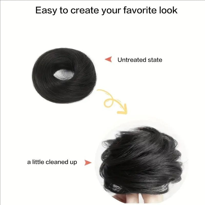 Female Hair Loop Simulation with Fluffy Wig and Rubber Band in 230 Light Brown