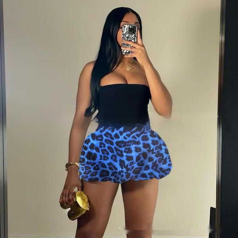 Women Clothing New Leopard Print Printed All-matching Skirt in Burgundy Leopard Print