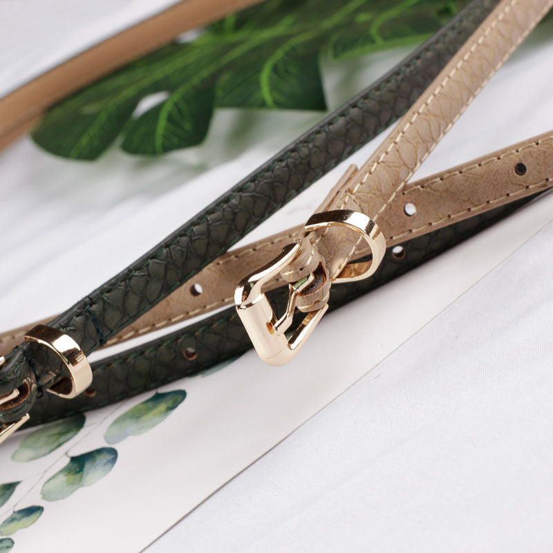 Women's New Fashion All-match Snake Pattern Pin Buckle Belt in Black
