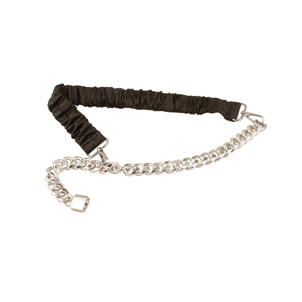 Fashionable New Lock Head Belt Female Chain Splicing Elastic Waist with Skirt Seal Versatile Metal Tide